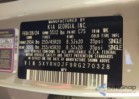 2024 Kia Sorento X-Line Ex z USA, uszkodzony, nr VIN 5XYRHDJF9RG270328